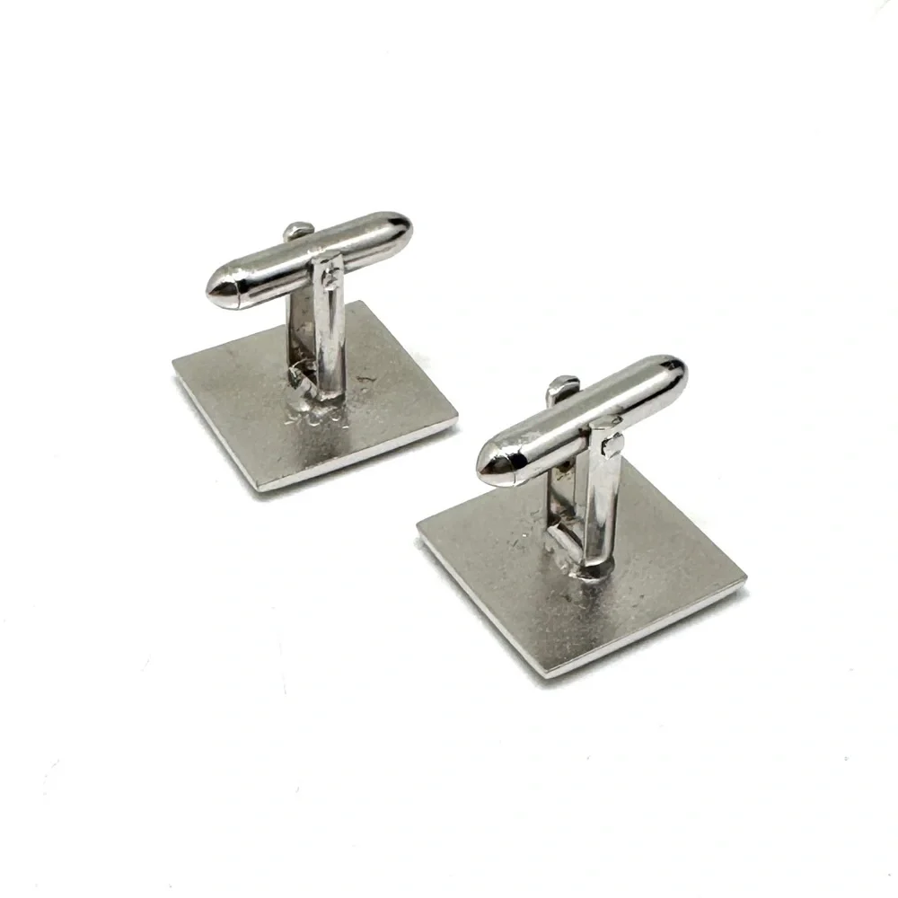 Vintage SWANK Silver-Tone Square Cufflinks with Geometric Detail